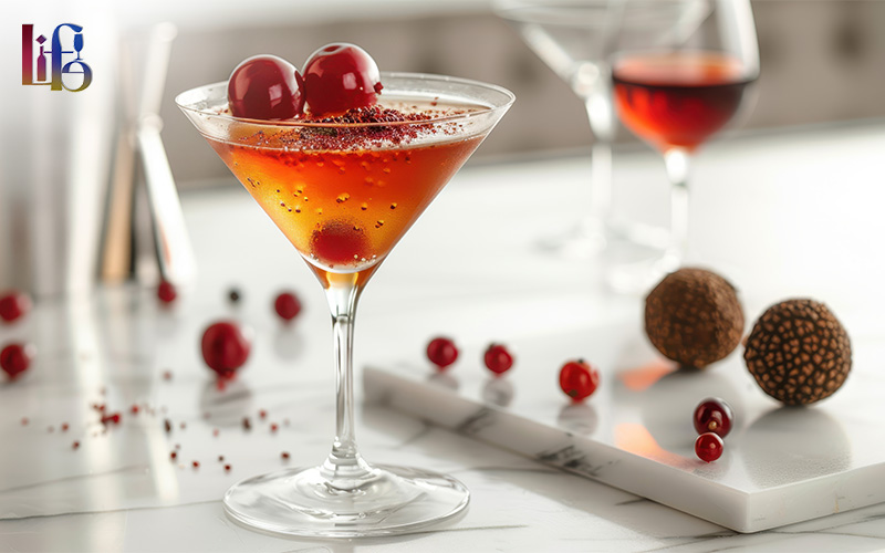 A Manhattan in a cocktail glass
